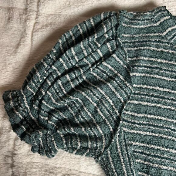 Free People Women's Green and Blue Blouse - Picture 3 of 4